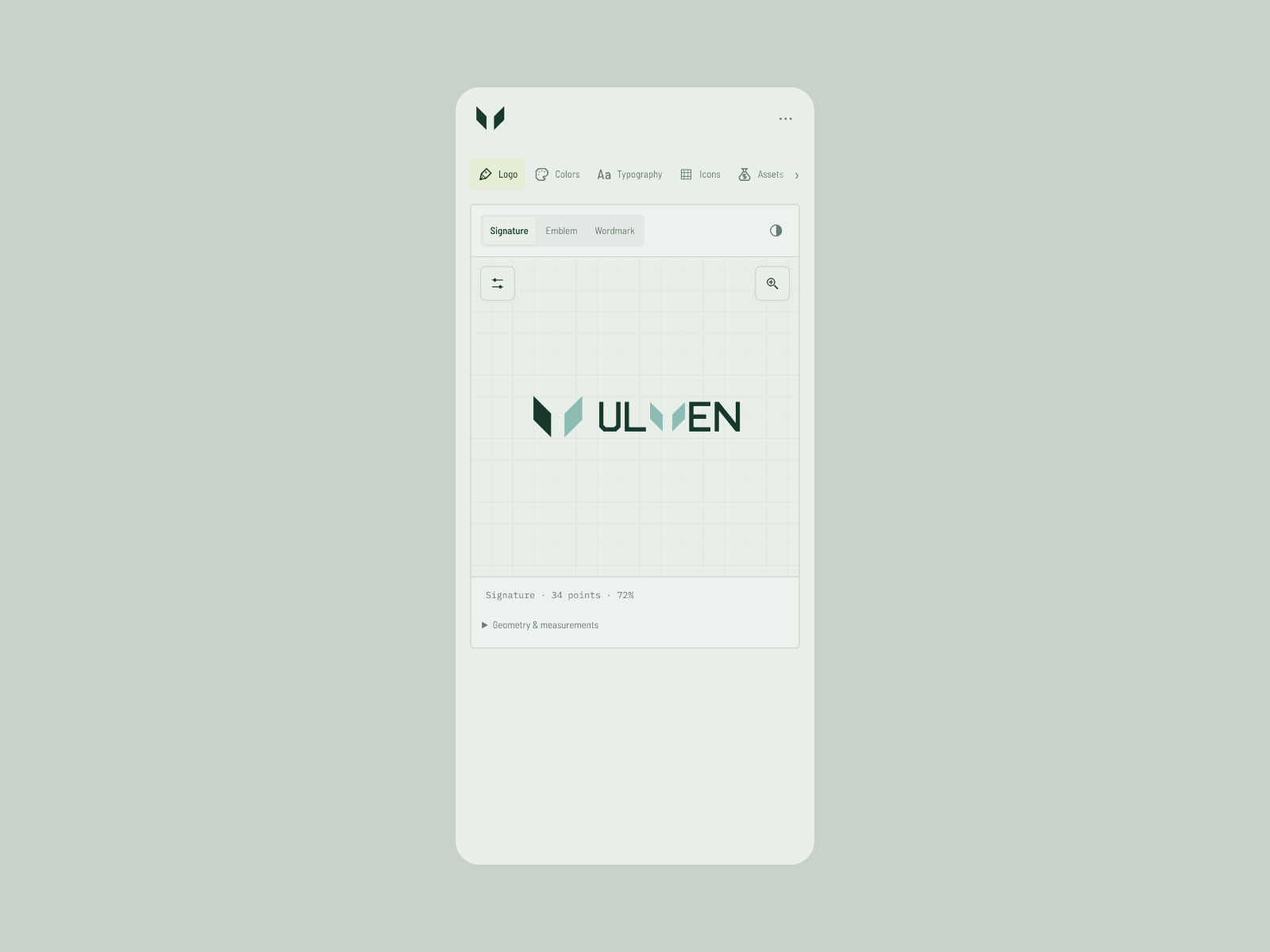ULVEN Brand Identity app interface